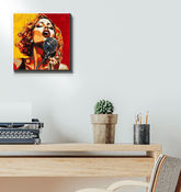Expressive wrapped canvas showcasing music theme.